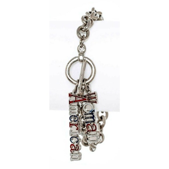 Silver Chain Link Bracelet with American Woman - Picture 2 of 2